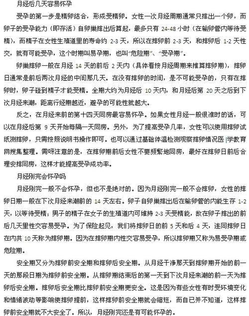 这些时间适宜受孕吗？(月经过后几天容易受孕）