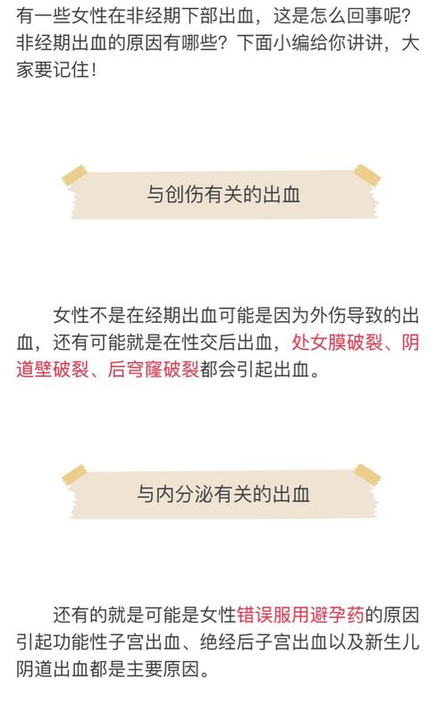 非月经期出血的原因(非经期突然有少量出血）